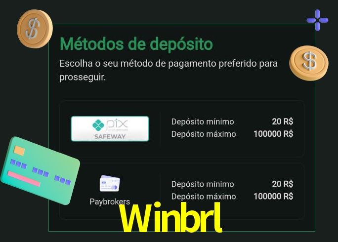 O cassino Winbrl oferece uma grande variedade de métodos de pagamento